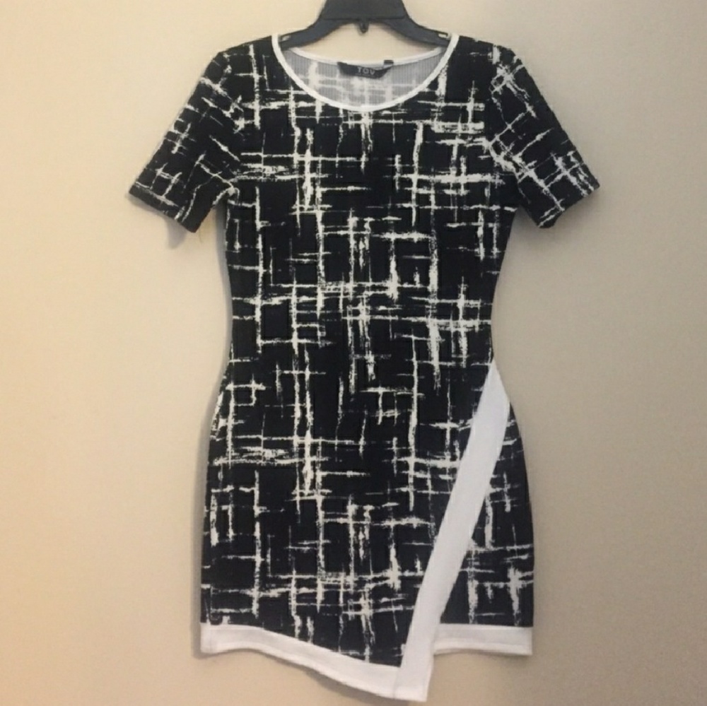 TOV Black and White Midi Dress